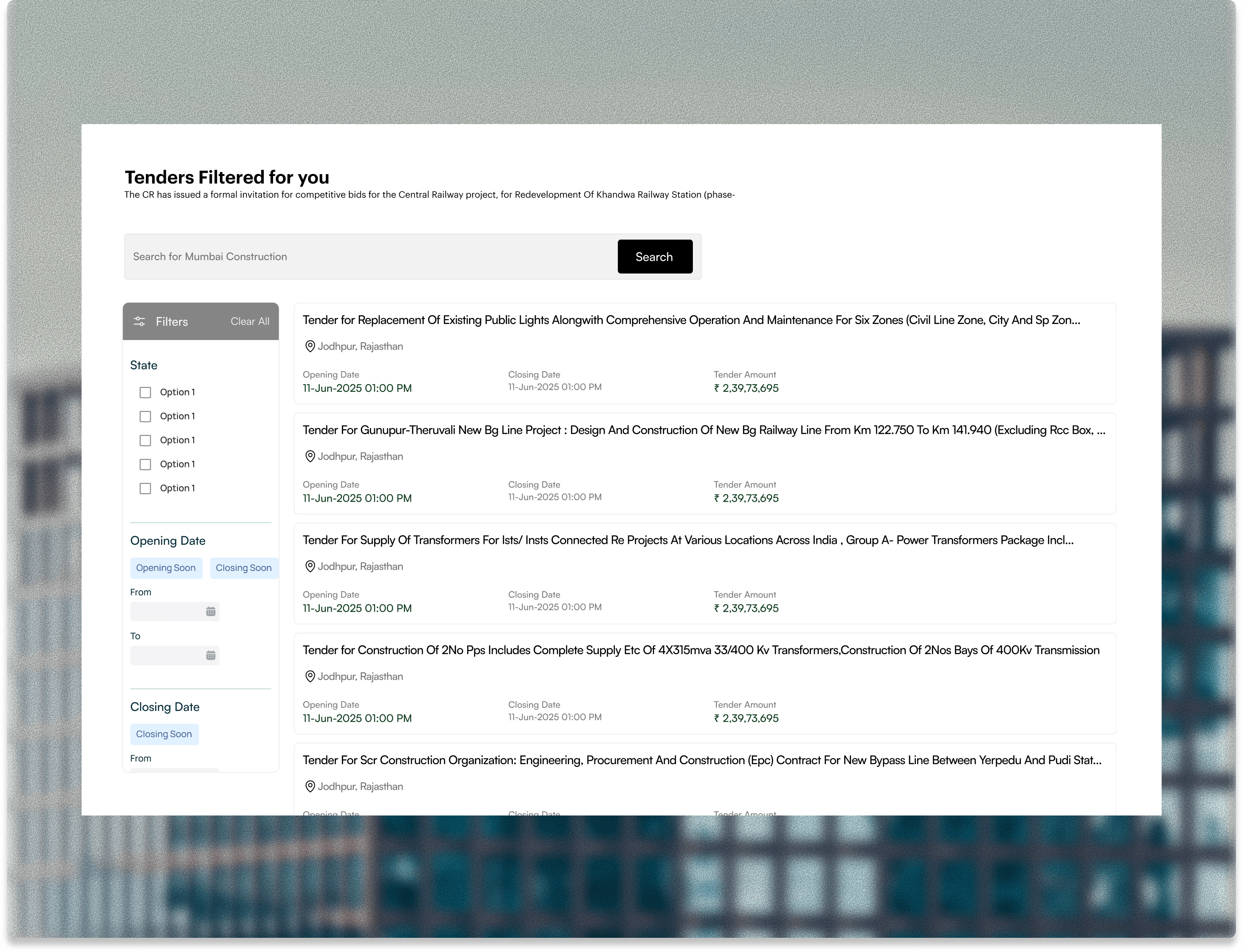 Find & Shortlist Relevant Tenders