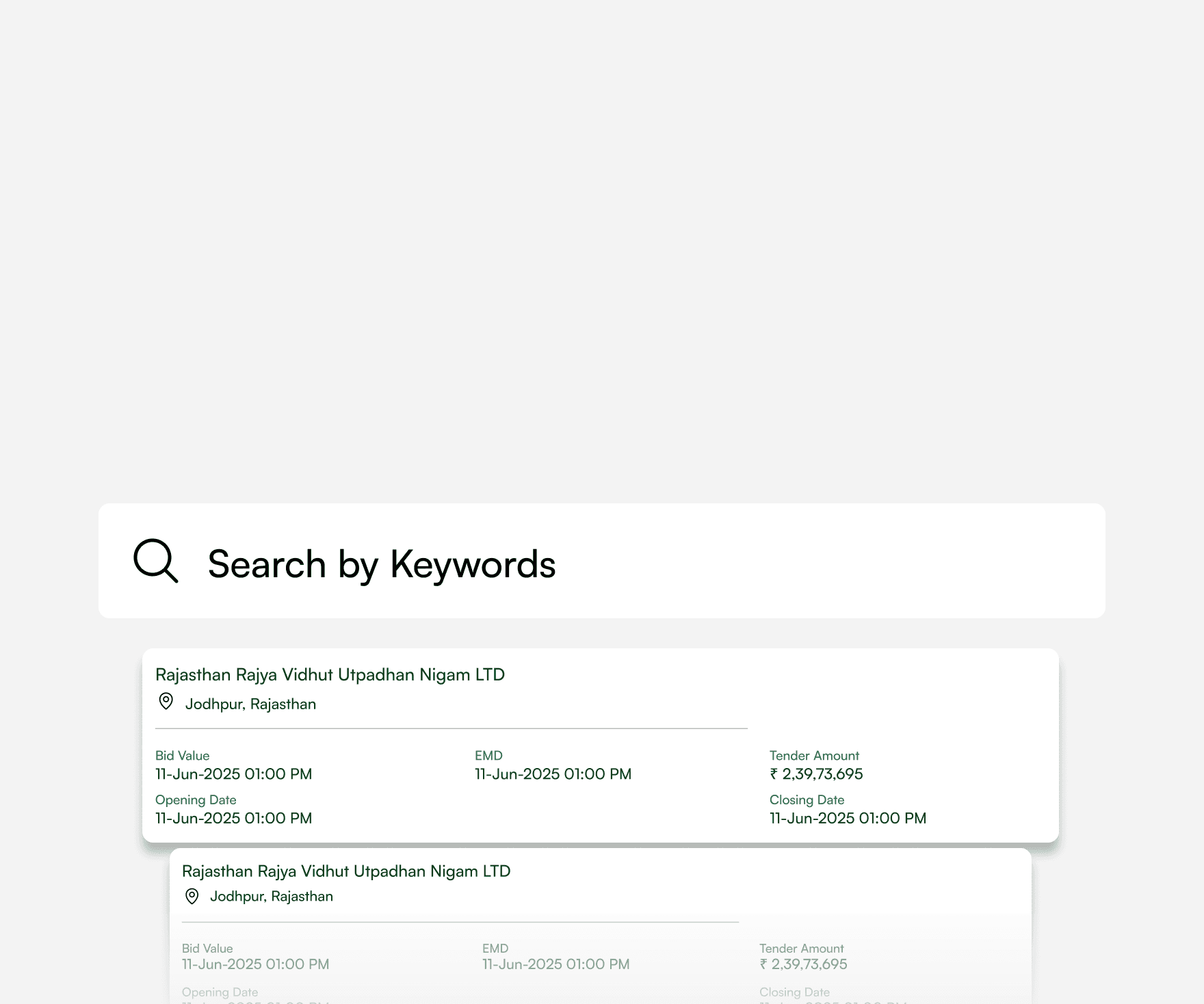 Smart tender search