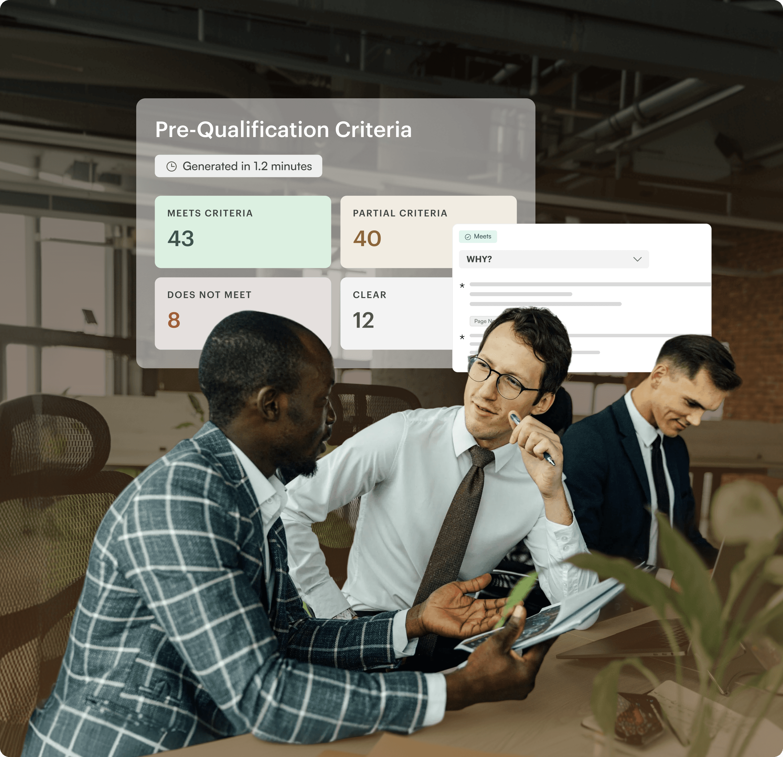 Pre-Qualification criteria dashboard
