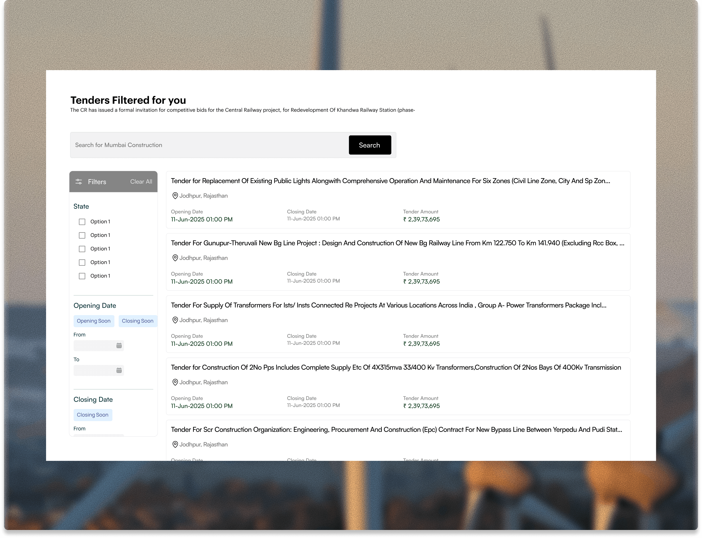 Find & Shortlist Relevant Works Tenders