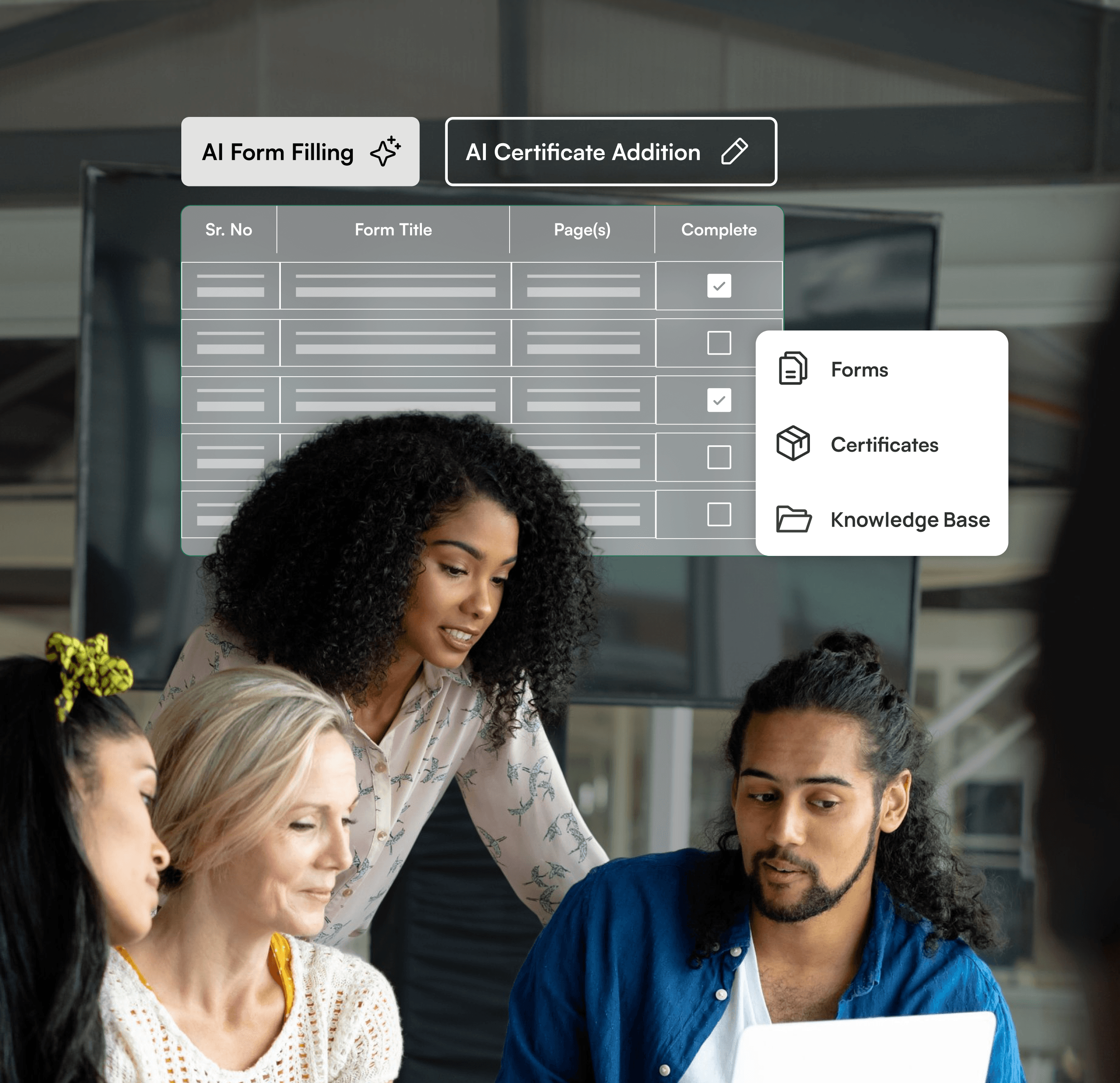 AI tender form filling dashboard